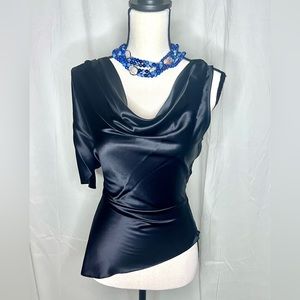 Fleur Du Mal Black Silk Asymmetrical Blouse Top Size 6